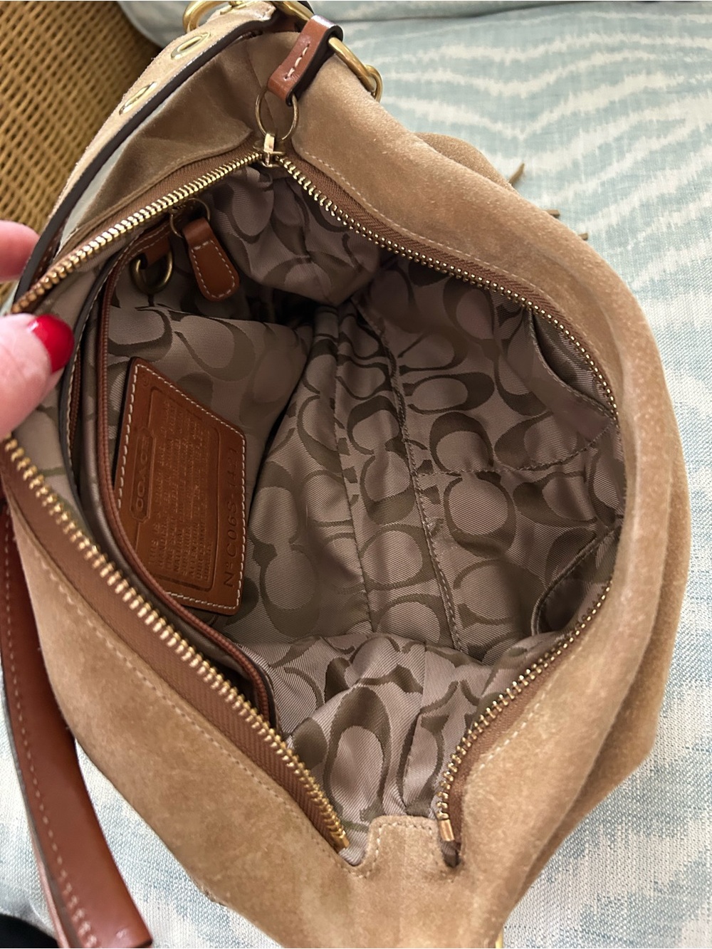 Coach Suede Hobo Bag in Tan with Gold Hardware - Picture 12 of 12